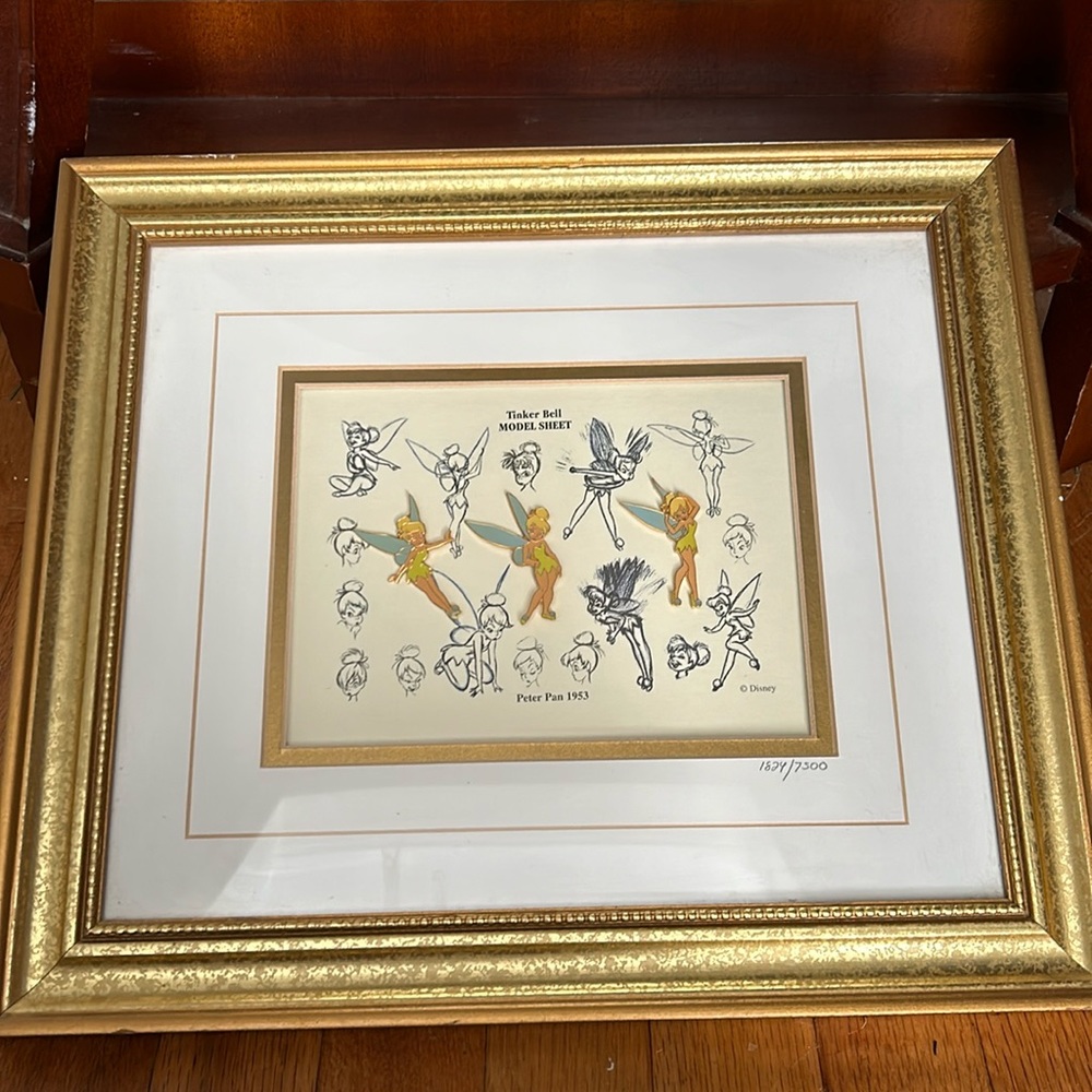 Framed Disney Tinkerbell Model Sheet Limited Edition Pin Set w/ COA #1824/7500